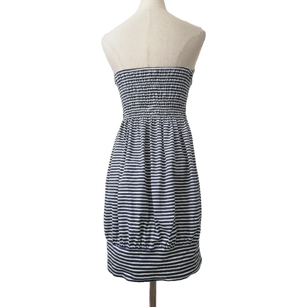 - fits S, blue white stripes thick cotton material  strapless dress - Picture 4 of 6